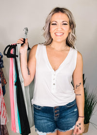 Sleeveless Top with Front Buttons
