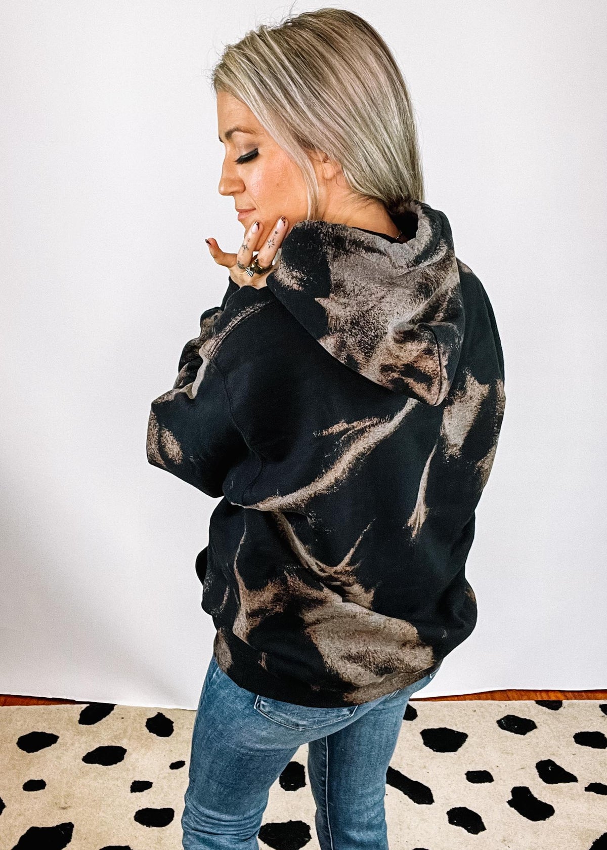 Bleached Black Hooded Sweatshirt