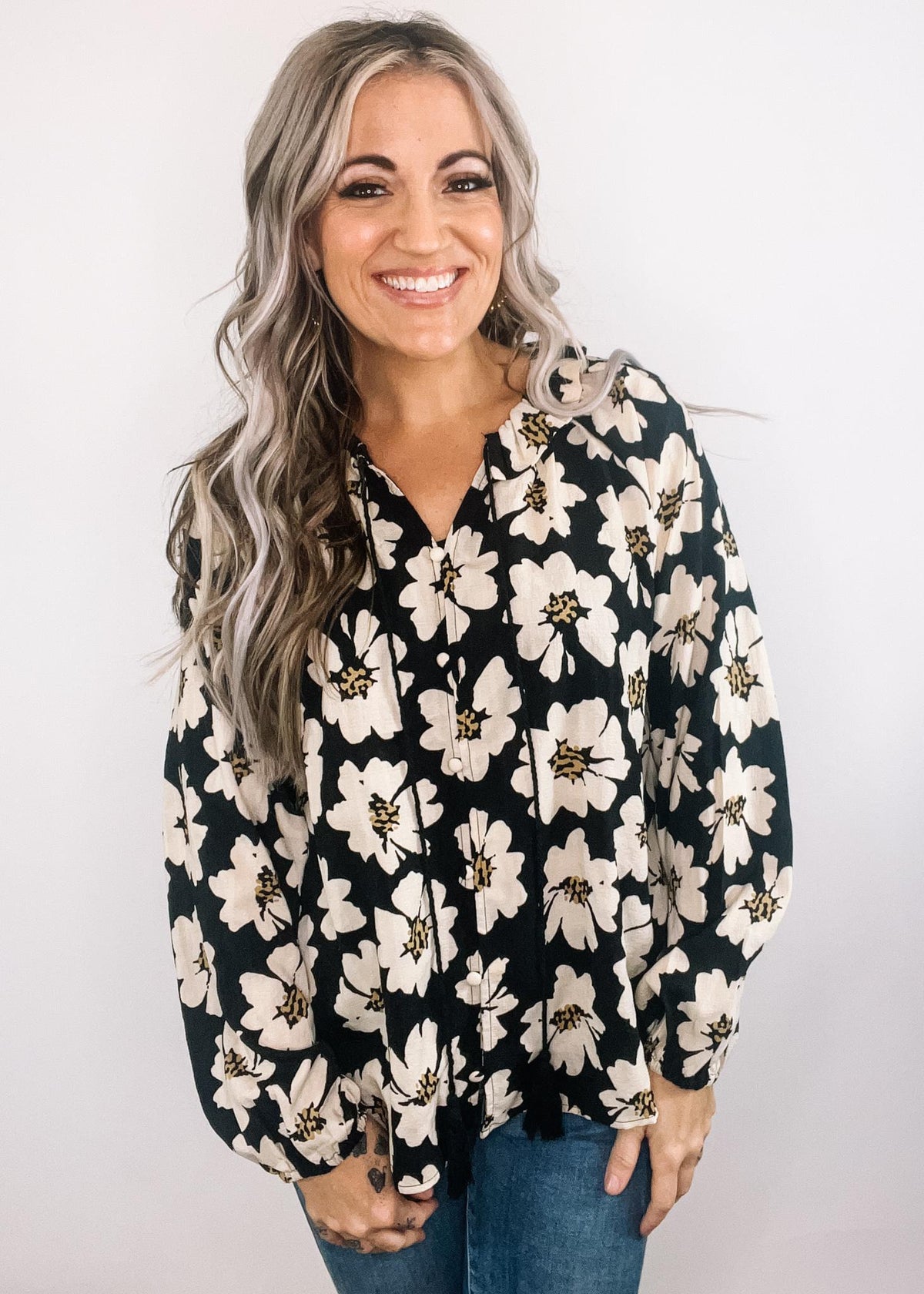 Floral Print Button Down Long Sleeve