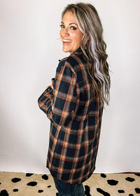 Navy Weighted Flannel Shacket