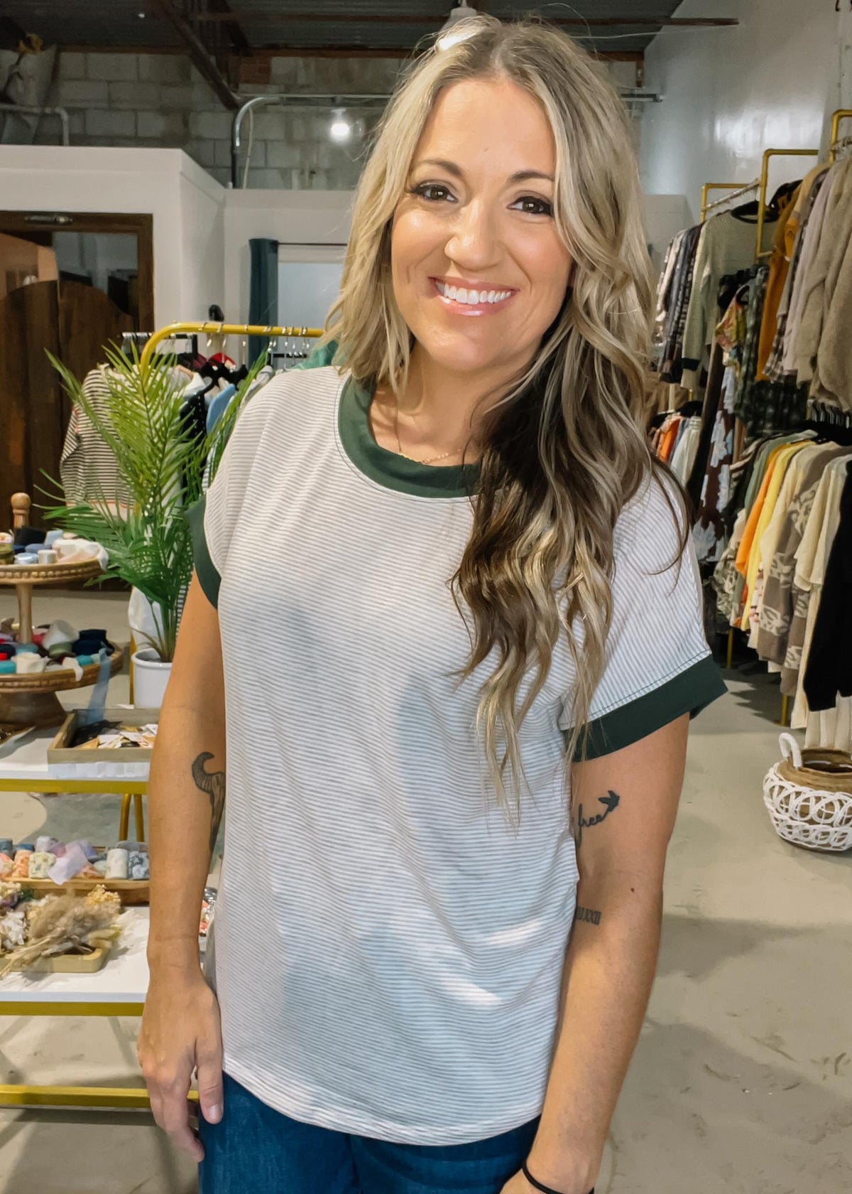 Oatmeal Ivory and Olive Tee