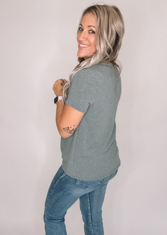 Round Neck Short Sleeve Front Twist Top