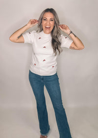 Embroidered Santa Hats Sweater