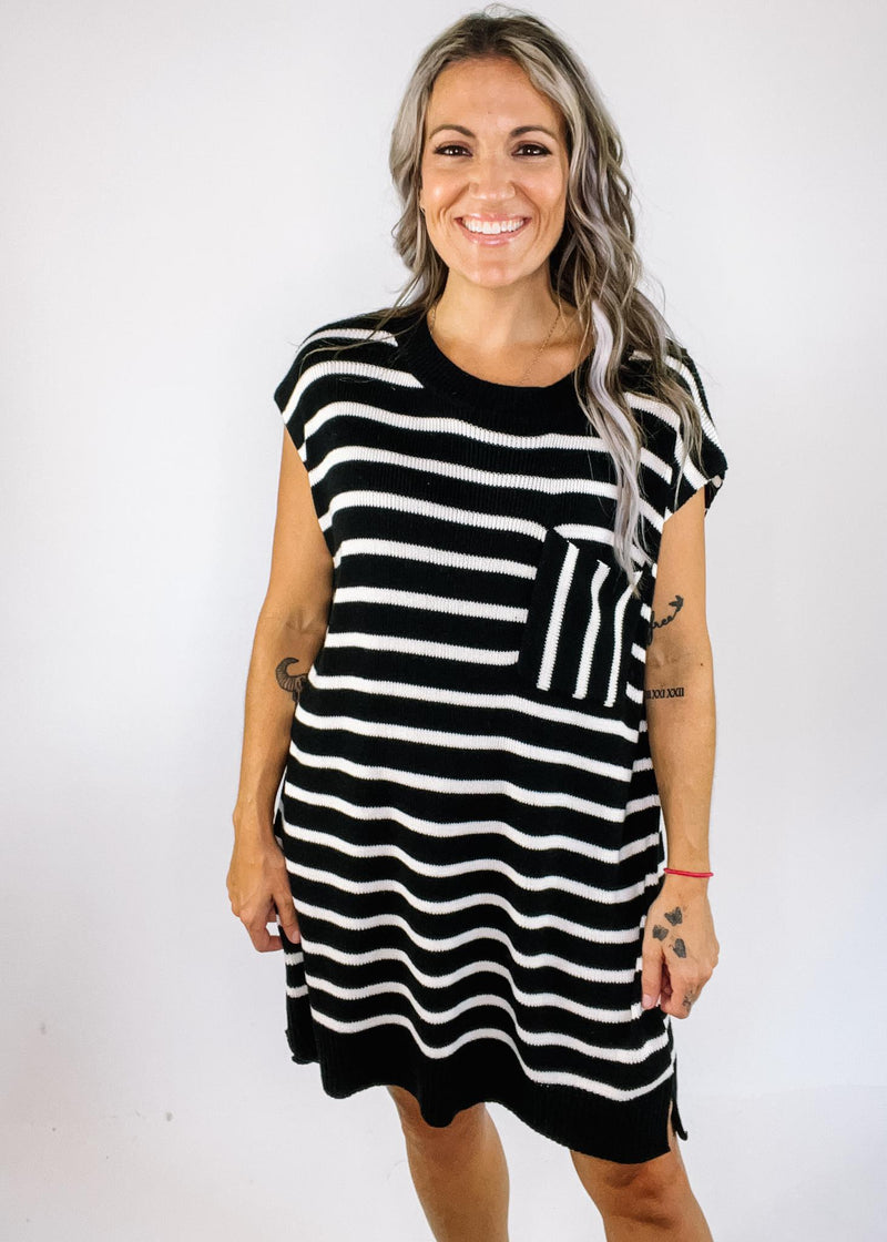 Black and White Stripe Knit Sweater Dress – The Teal Eagle Boutique