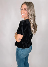 Black Velvet Peplum