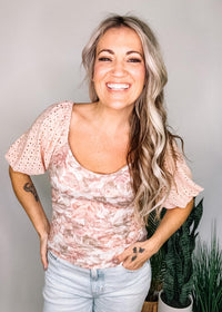 Blush Eyelet Sleeve Top