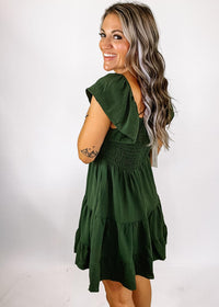 Green Smocked Top Mini Dress