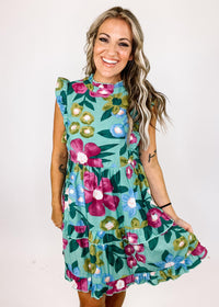 Brenda Sage and Purple Floral Dress