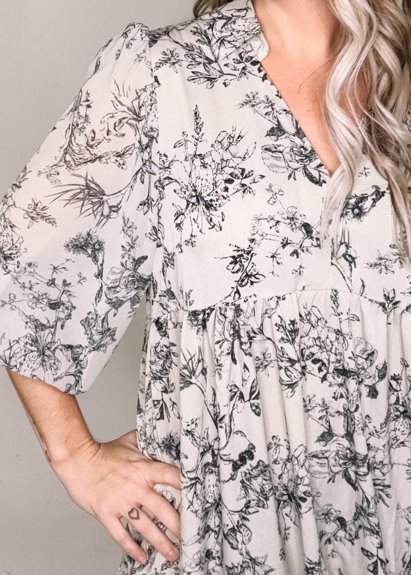 BLACK FRIDAY- Cream Printed Mini Dress