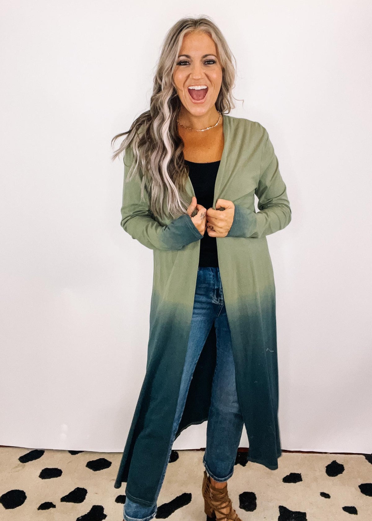 Lightweight Ombre Duster with Side Slits