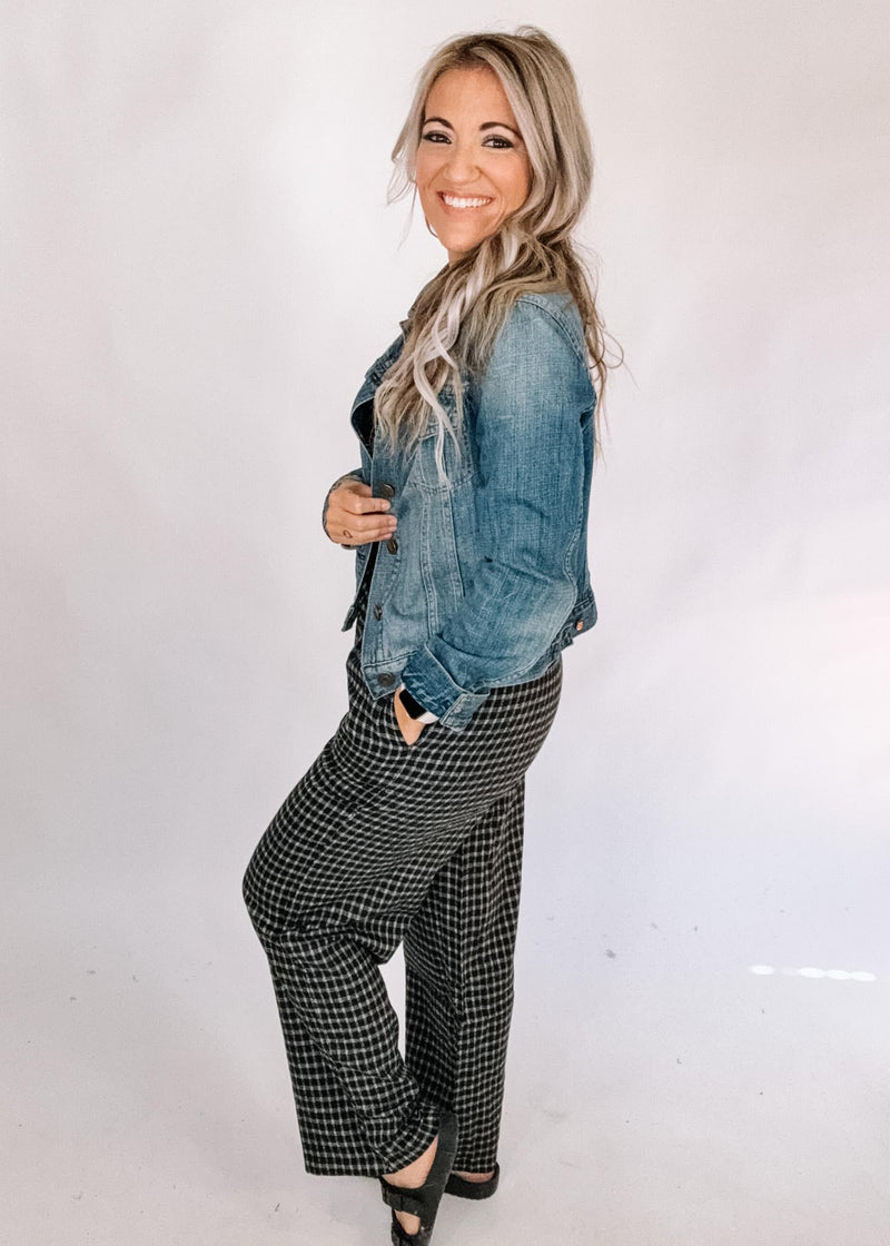 Black Plaid Drawstring pants