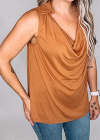 Clay Cowl Neck Sleeveless Top