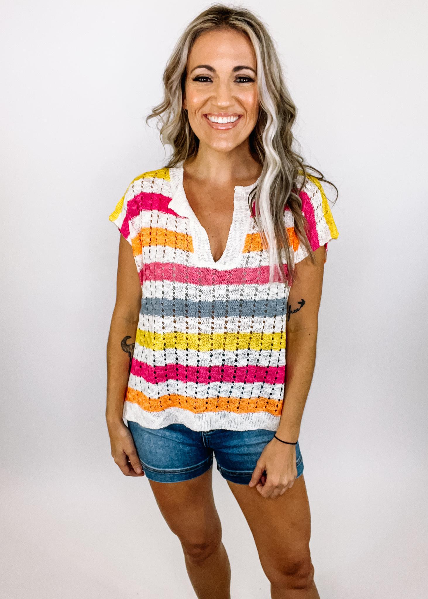 Multi Color Stripe Light Weight Top – The Teal Eagle Boutique