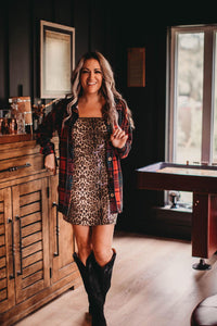 Strapless Leopard Sequin Mini Dress