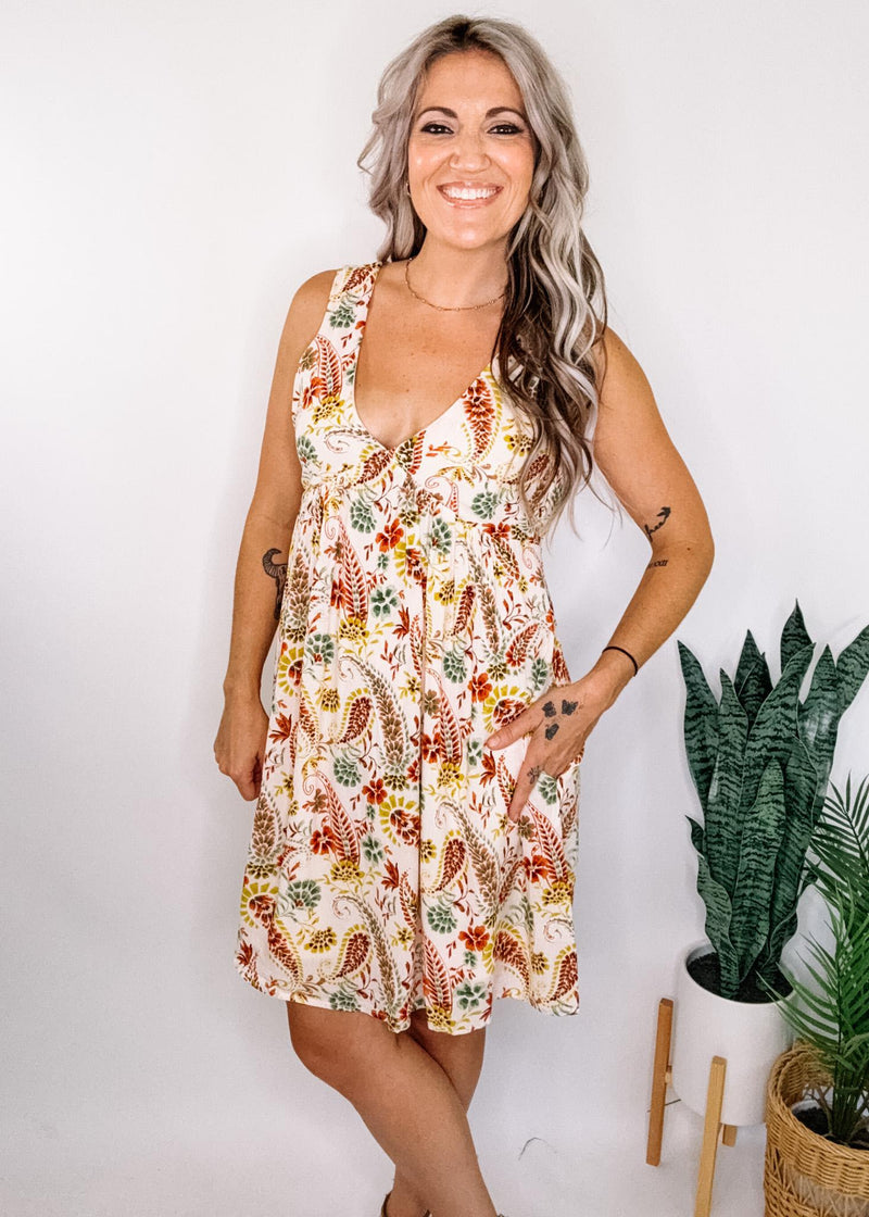 Paisley Tank Dress with Pockets