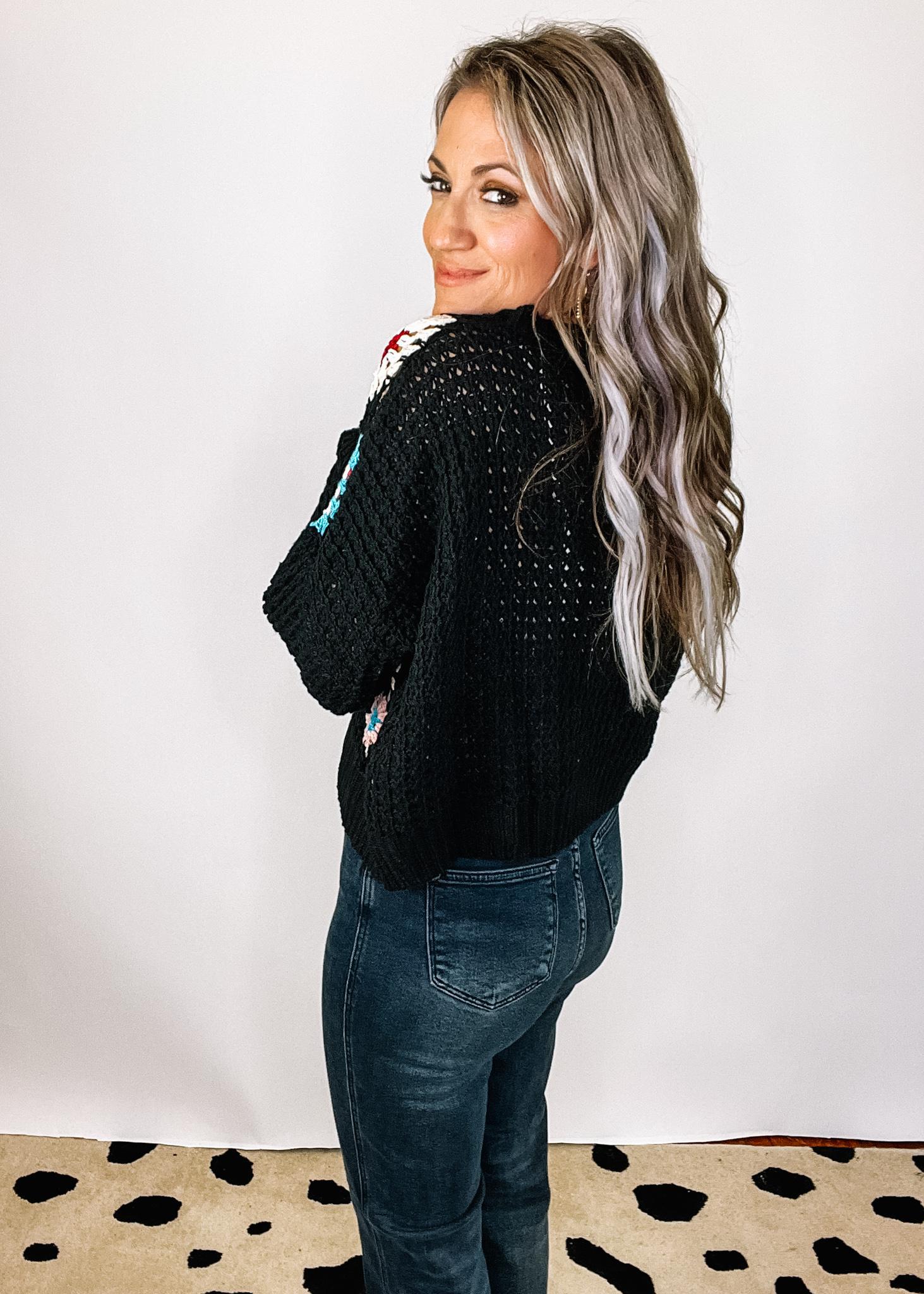 Black Crochet Top Midi Sweater – The Teal Eagle Boutique