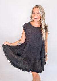 Mineral Wash Tiered Cotton Gauze Dress