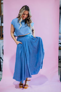 Chambray Midi Set- Top and Skirt