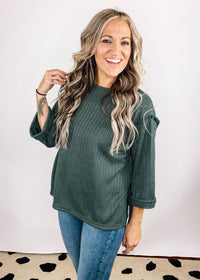 Slate Green Chunky Knit Top