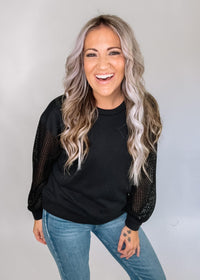 Fishnet Sleeve Pullover