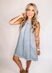 Sleeveless Tencel A-Line Mini Dress