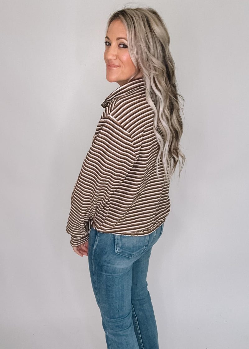 Brown Stripe Bubble Hem