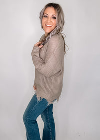 Distressed Hem Knit Sweater