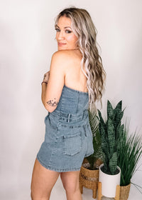 Denim Tube Top Romper