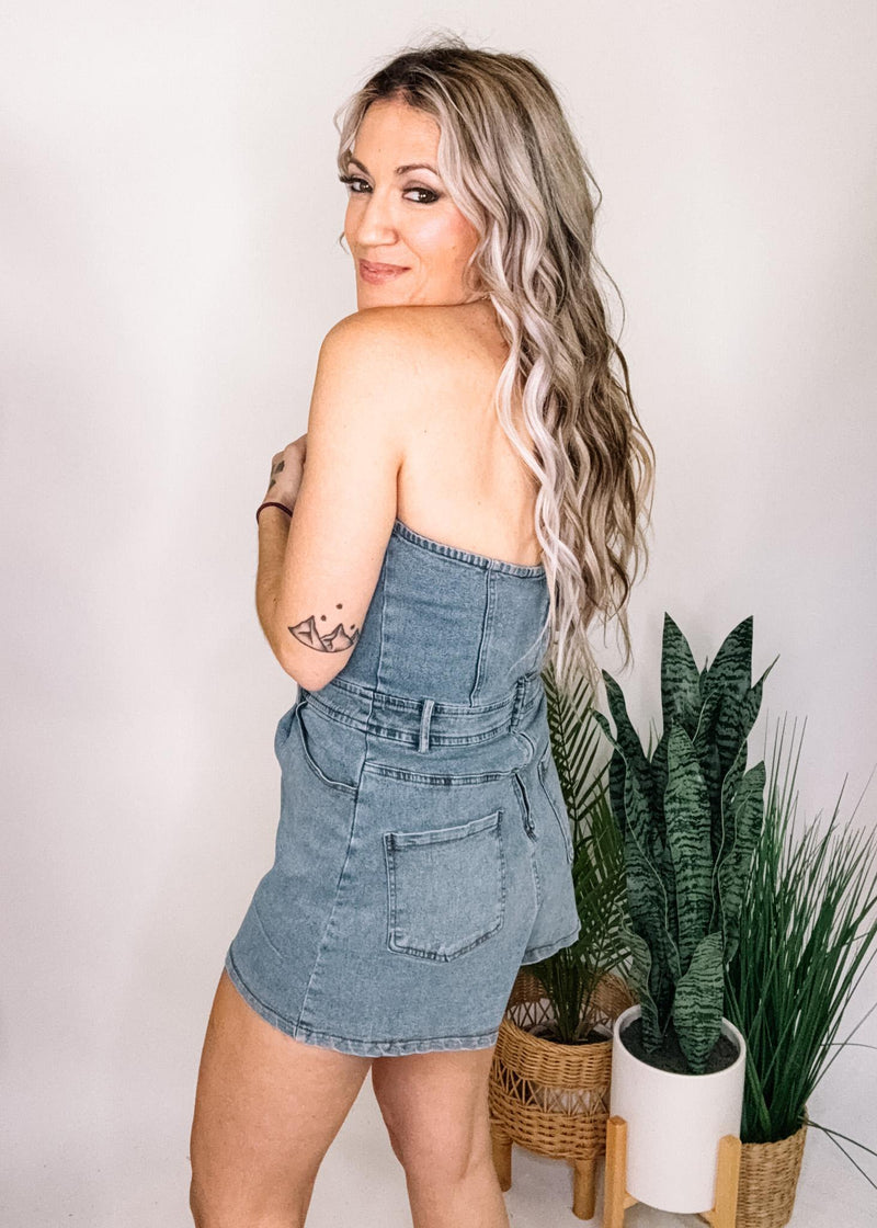 Denim Tube Top Romper