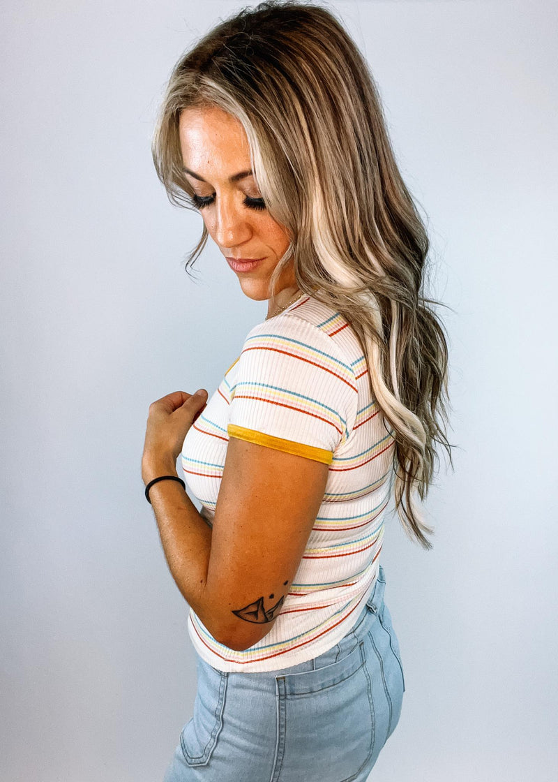 Retro Stripe Ribbed Tee