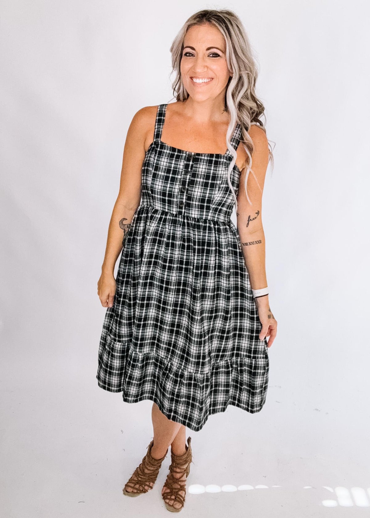 Black Paid Midi Dress