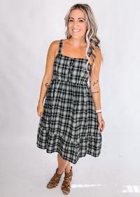 Black Paid Midi Dress