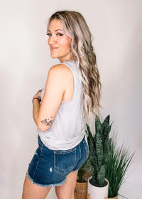 Sleeveless Top with Front Buttons