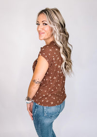 Ditsy Floral Top with Button Detail
