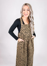 Leopard Corduroy Overalls