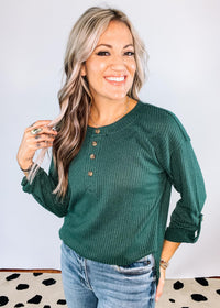 3/4 Sleeve Knit Henley Top