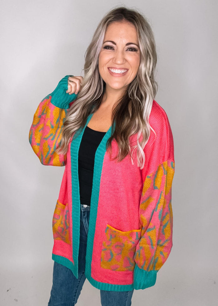 Pink Sunray Mix Knit Cardigan