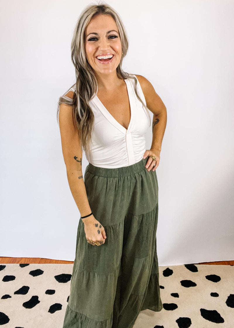 Washed Olive Palazzo Pants