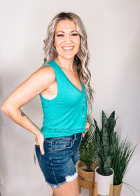 Sleeveless Top with Front Buttons