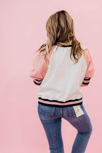 Pink and Navy Ragland Inspired Color Block Top