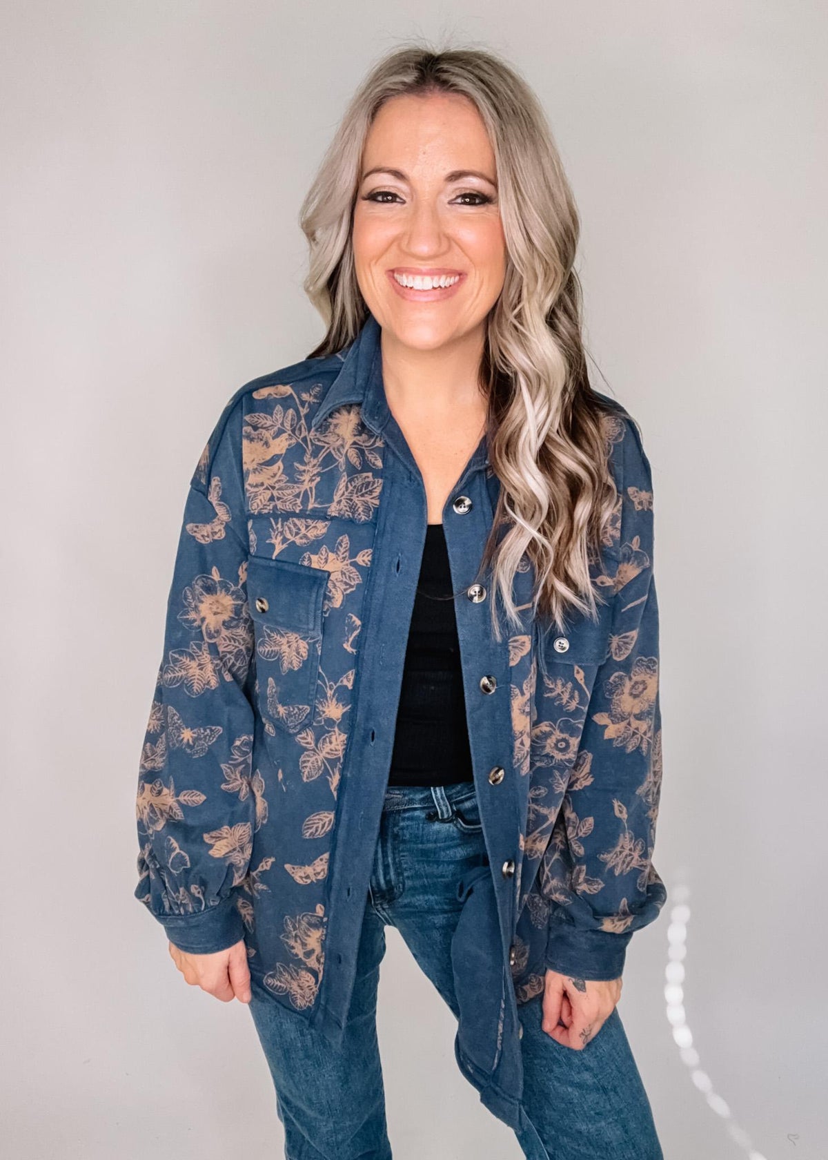 BLACK FRIDAY- Blue Floral Button Down