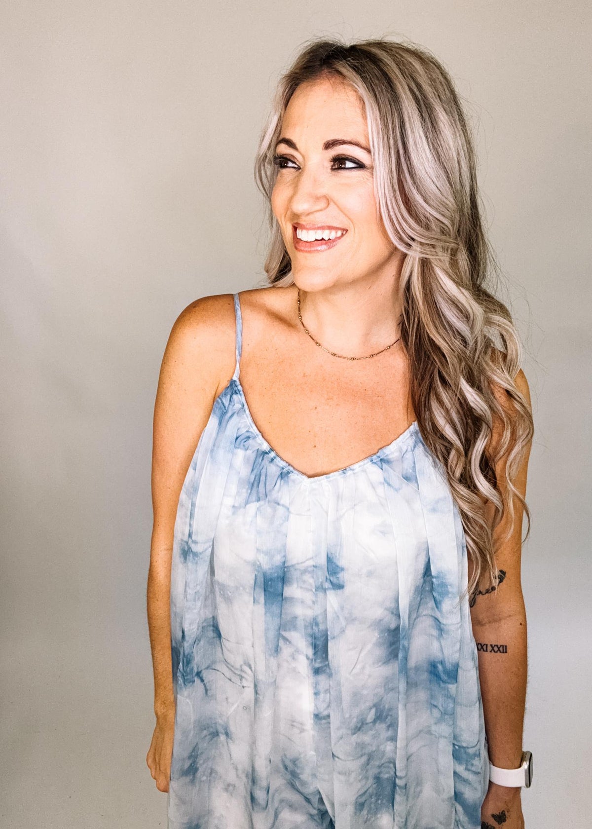 Blue Tie Dye Chiffon Romper