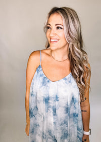Blue Tie Dye Chiffon Romper