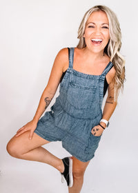 Acid Wash Frayed Hem Denim Overalls