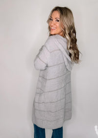 BLACK FRIDAY- Grey Fuzzy Hooded Sweater