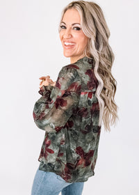 Soft Printed Long Poet Sleeve Top