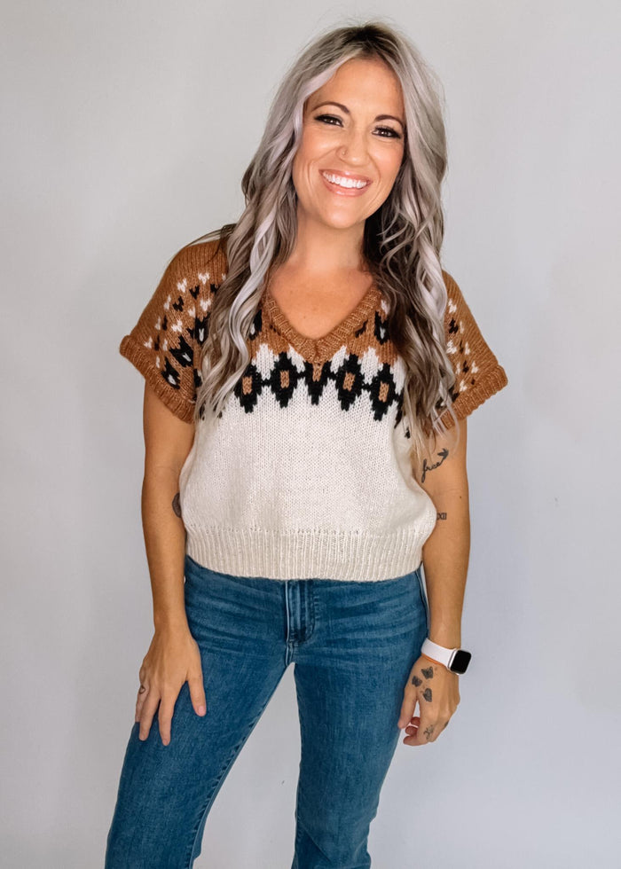 Short Sleeve Knit Sweater