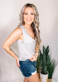 Sleeveless Top with Front Buttons