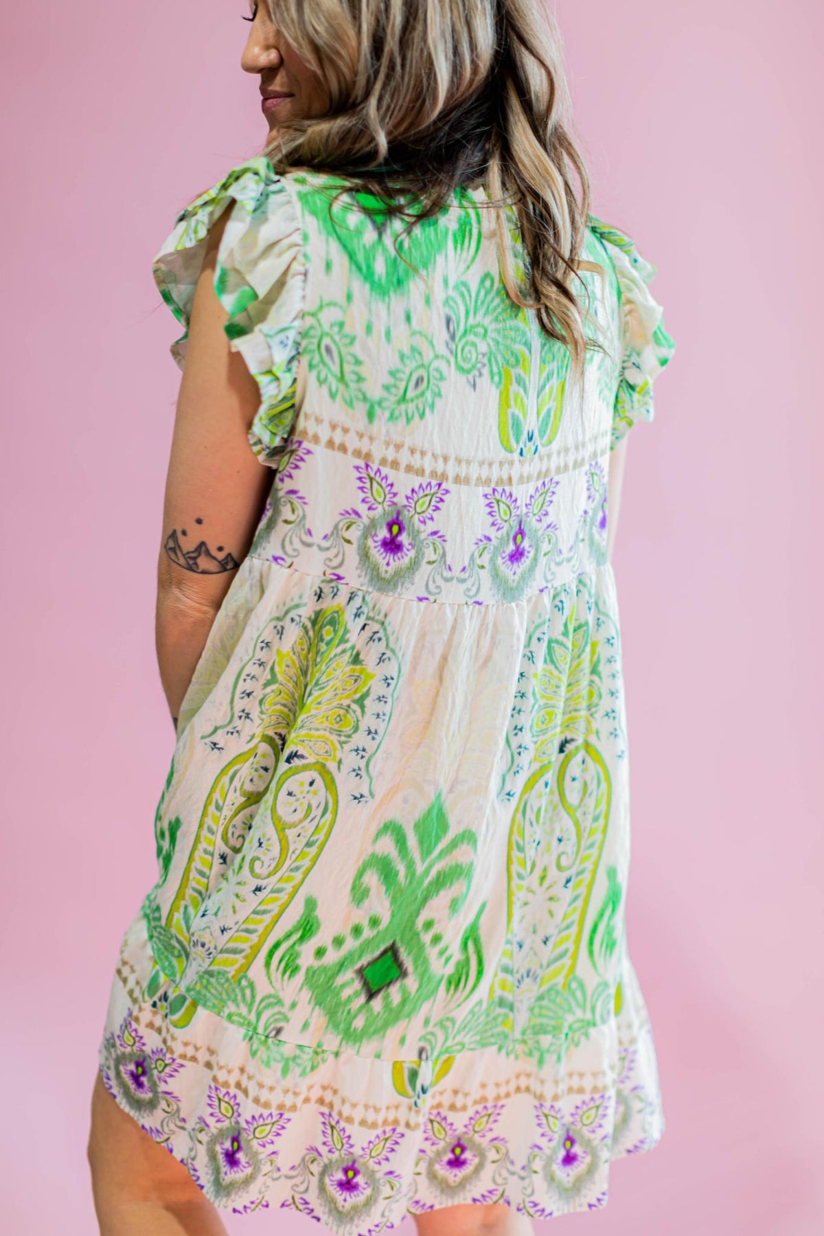 Island Green Mix Print Mini Dress