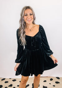 Black Velvet Mini Dress